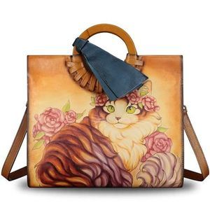 Chic Genuine Textured Bag Bag For Hand Painted Pattern Bag Handmade Crossbody